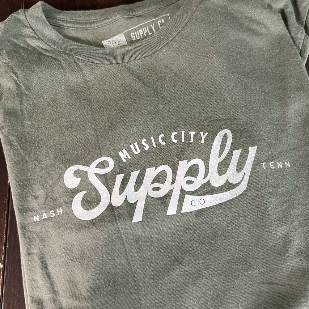 Music City Supply Co T-Shirt M‎ Olive Green Nashville Tennessee Graphic